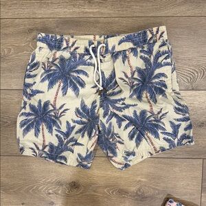 Cotton On Blue and Cream Palm Swim Trunks